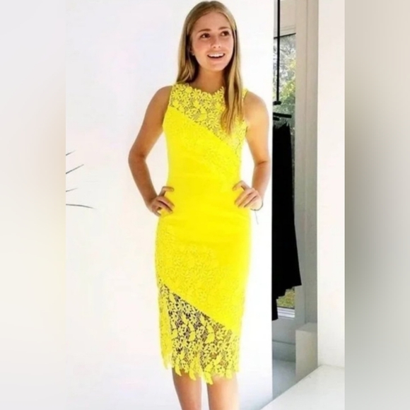 Alice + Olivia Margy Floral Guipure Lace Midi Dress Size 4 NWOT - Picture 2 of 16